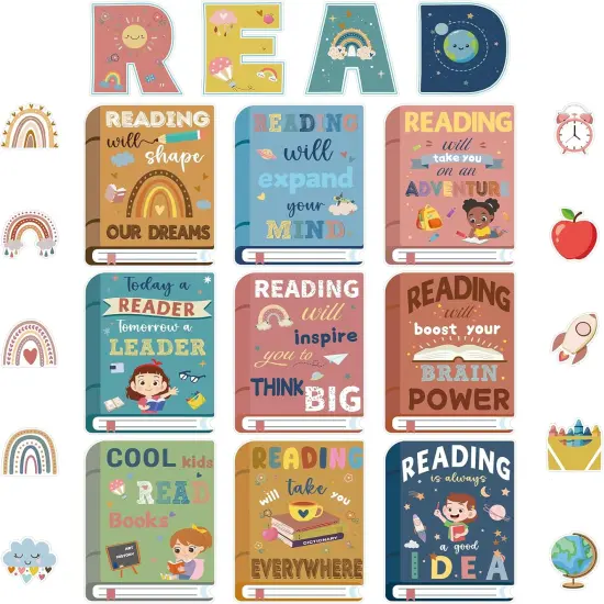 43 Pcs Reading Bulletin Board Sets -Boho {1}