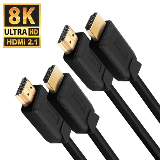 Insten - 2 Pack HDMI Male to Male Cable, 2.1 Version, 8K 60Hz, 48Gbps, PVC Cable, Gold Connectors, 1.5ft , Black {2}