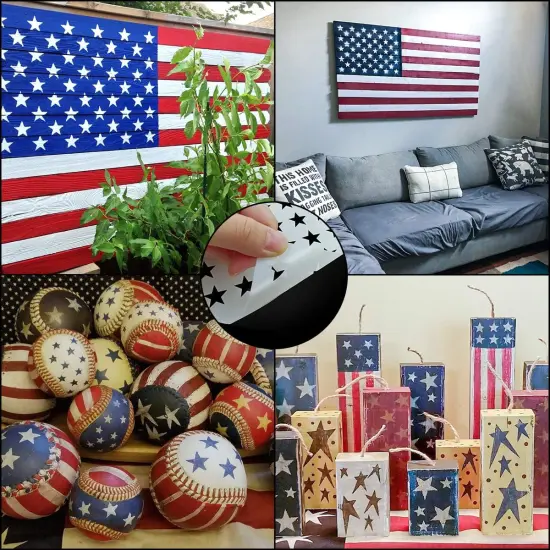 6 Pieces Patriotic 50 Star Stencils (3 Sizes) {3}