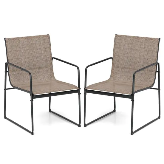 Costway 2/4 PCS Outdoor Dining Chairs Patio Furniture Chair with Breathable Seat & Backrest {7}