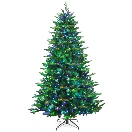 Costway 6ft\7ft\8ft App-Controlled Pre-lit Christmas Tree Multicolor Lights w/ 15 Modes {9}