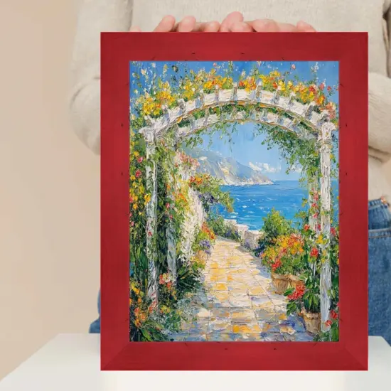 Red Burl Wood Flat Picture Frame 8.5x11 frame {7}