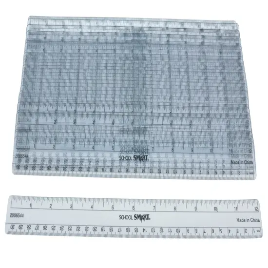 School Smart Flexible Plastic Ruler, Inches and Metric, 12 Inch Size, Clear, Pack of 36 {1}