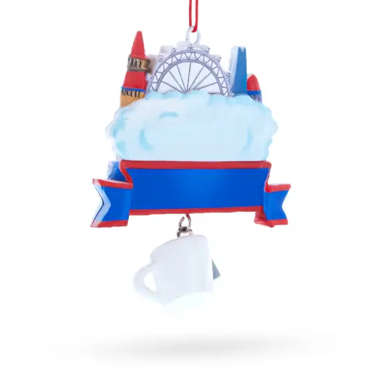 London City Skyline with Tea Cup Resin Christmas Ornament {4}