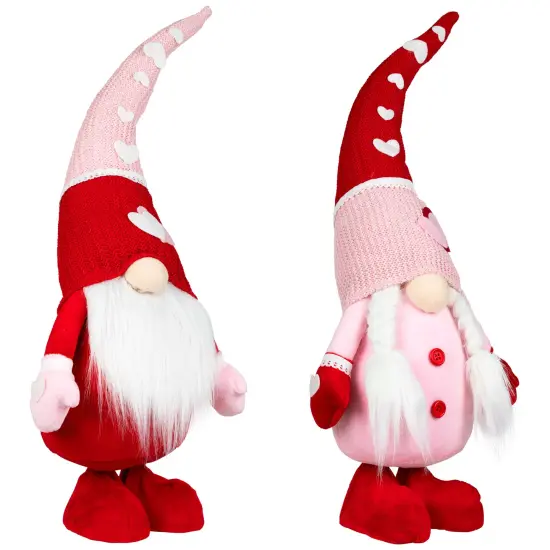 Northlight Gnomes with Knitted Hats Valentine's Day Decoration- 23" - Set of 2 Pink {4}