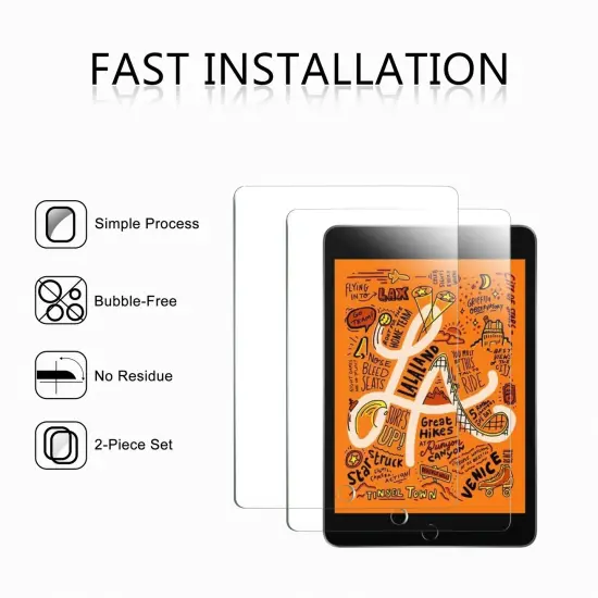 2 Pack Tempered Glass Screen Protector for iPad Mini 4/5 Generation, Anti-Scratch Clear {7}