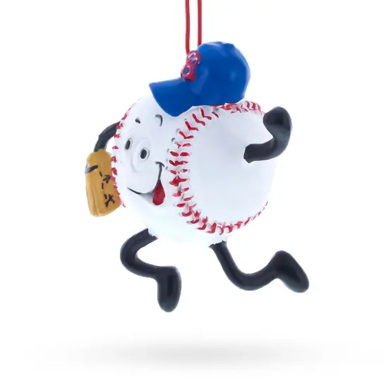Smiling Baseball Character with Cap Resin Christmas Ornament {3}
