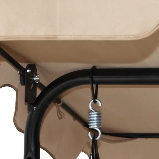 Costway 3 Person Outdoor Patio Swing Canopy Awning Yard Furniture Hammock Steel Beige {5}