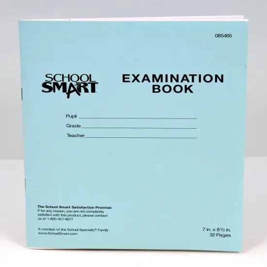 School Smart Examination Blue Books, 7 x 8-1/2 Inches, 32 Pages, Pack of 50 {3}