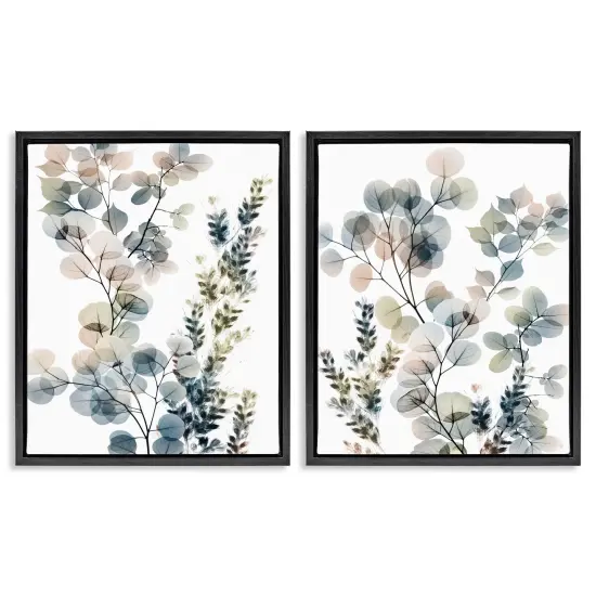 Stupell Industries Collage of Translucent Plants Framed Floater Canvas Wall Art Gray Floater Frame {7}