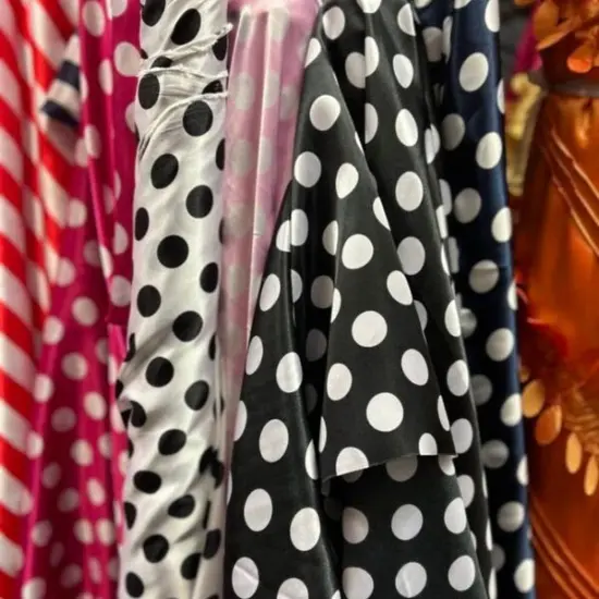 1 Yard One-Inch Polka Dot Charmeuse Satin Fabric for Apparel & Crafts 58/60" Width Black/White {6}