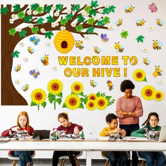 111 Pcs Bee Bulletin Board Set Decorations Summer Sunflower Classroom {4}