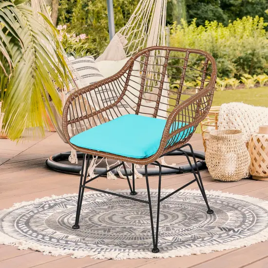 Costway 3PCS Patio Rattan Bistro Set Coffee Table Armchair Garden {3}