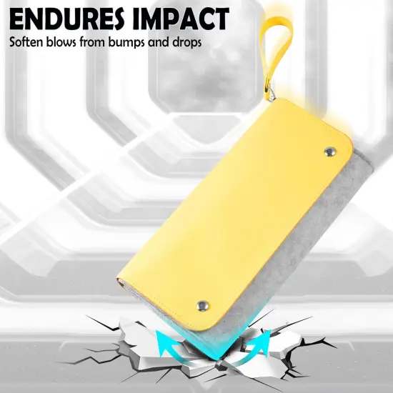 Insten Carrying Case Purse For Nintendo Switch and OLED Model, PU Leather Cover Travel Bag Sleeve Pouch, With Detachable Shoulder and Hand Strap For Girls Boys Women, Yellow {5}