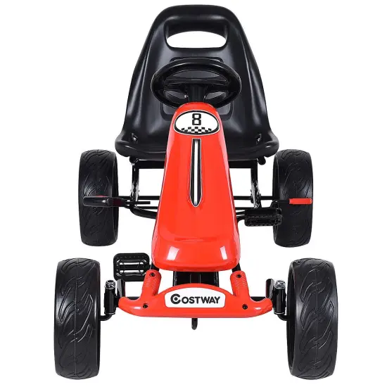 Costway Go Kart Kids Ride On Car Pedal Powered 4 Wheel Racer Stealth Outdoor Toy {2}