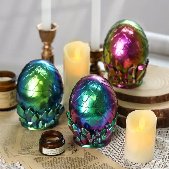 LET'S RESIN Dragon Egg Resin Molds, Large Resin Jar Resin Epoxy Molds with Lid and Crystal Cluster Base, Lifelike Dinosaur Egg Silicone Molds for Epoxy Resin, DIY Craft {5}