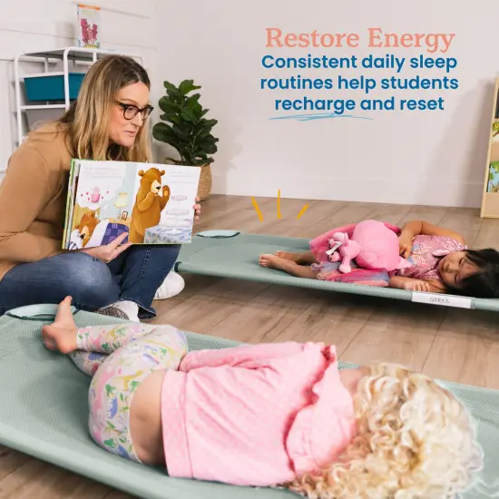 Stackable Cozy Cot with Blanket and Pillow Storage, Ready to Assemble, 6-Pack Sage {3}