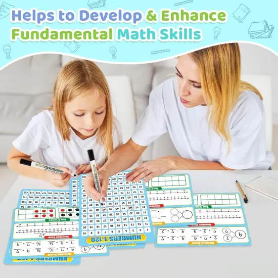 12 Pack Numbers 1-120 Chart Dry Erase Flash Card {2}