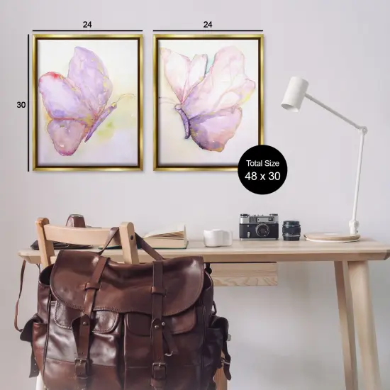 Stupell Industries Girls Glam Butterfly Wings Framed Floater Canvas Wall Art Gold Floater Frame {3}