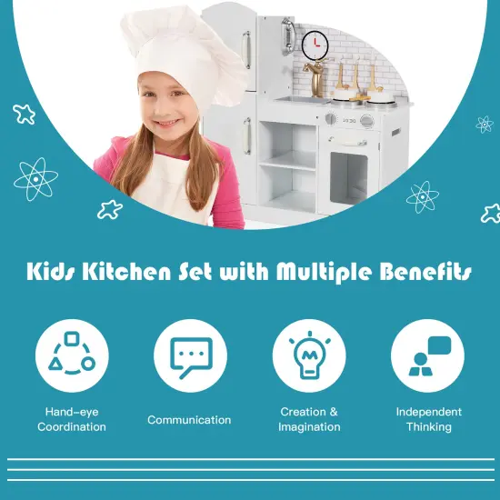 Costway Kids Kitchen Playset Pretend Play Cooking Set w/Vivid Faucet & Telephone {5}