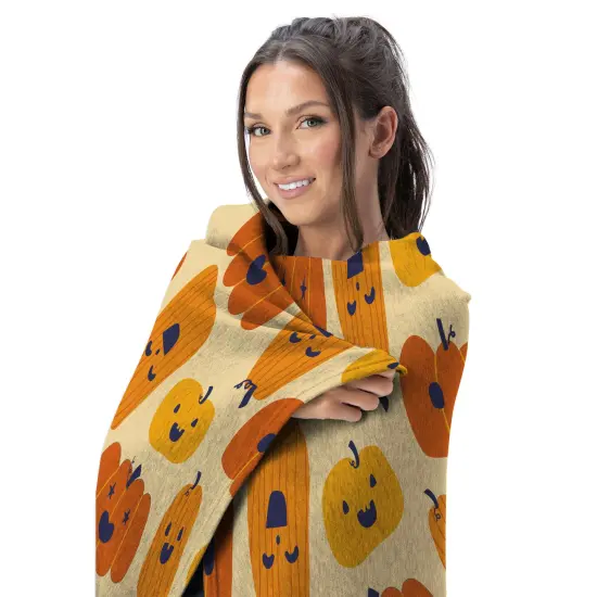 Halloween Silk Touch Throw Blanket Funky Pumpkin {3}
