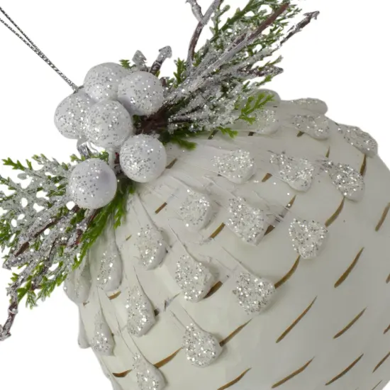 Northlight 4" Cedar and Berries White Glass Christmas Ornament {4}