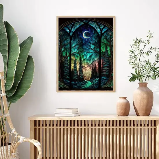 Starry Night Diamond Painting Kits- Tree Diamond Art for Adults,Gem Painting Crafts for Adults Home Wall Decor,DIY 5D Gem Art Moon Perfect for Relaxation(12x16 Inch) {4}