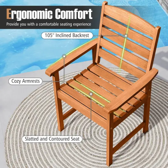 Costway Patio Chairs Set of 2/4 with Inclined Backrests and Slatted Seats for Deck {6}