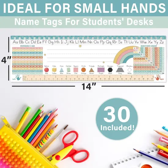 30 Boho Groovy Desk Name Tags for Classroom (14x4) {2}