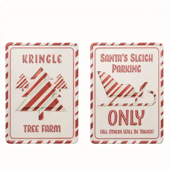 Transpac Metal Candy Cane Sign Set of 2, Multicolor Christmas Wall Decorations, 13in x 9.5in, Metal, Spot Clean, Festive Home Decor {1}