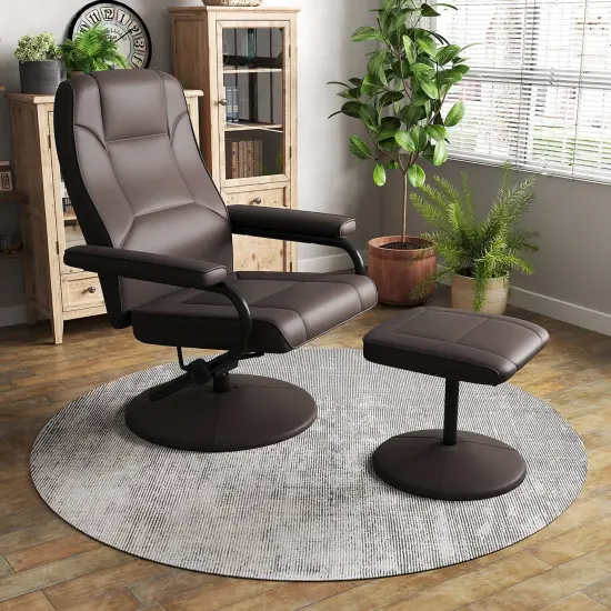 Costway Reclining Chair with Ottoman Lounge Accent Armchair Padded Seat Footrest for Bedroom {1}
