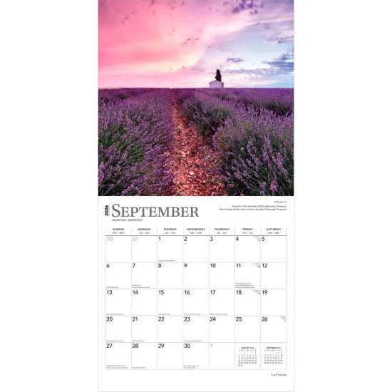 France | 2026 12 x 24 Inch (Hanging) Monthly Square Wall Calendar | Foil Stamped Cover | English/French Bilingual | Plastic-Free {4}