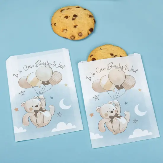 Big Dot of Happiness We Can Bearly Wait Paper Treat Bags, Teddy Bear Baby Shower Candy Bags, Greaseproof White Paper Sandwich Cookie Bags - 25 Count {3}