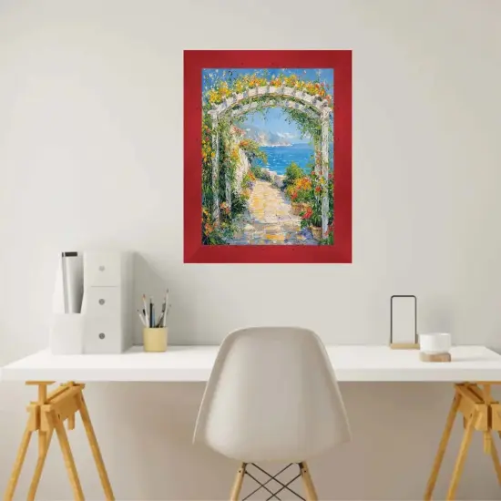 Red Burl Wood Flat Picture Frame 9x9 frame {6}