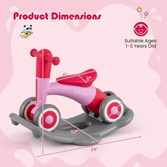 Costway 3 in 1 Rocking Horse with Detachable Balance Board and Height Adjustable Seat Grey&Blue/Pink/Navy&Yellow {3}