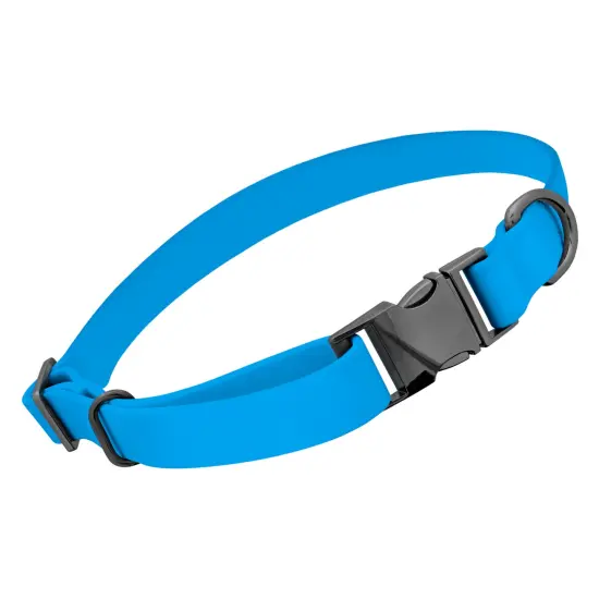 MiMu Small Silicone Dog Collar - Blue 17in Stylish Dog Collar with Clasp Buckle {1}