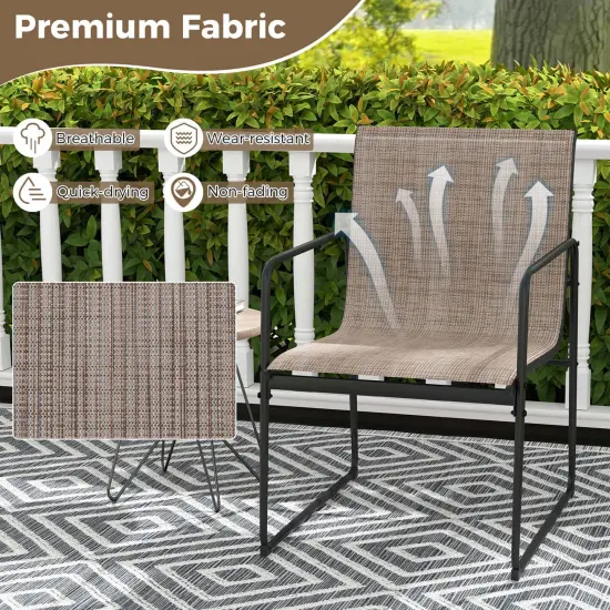 Costway 2/4 PCS Outdoor Dining Chairs Patio Furniture Chair with Breathable Seat & Backrest {5}