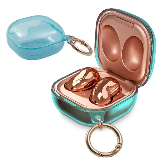 Insten Case For Samsung Galaxy Buds Pro Case (2021) / Galaxy Buds Live Case (2020) Soft TPU Protective Cover with Keychain, Support Wireless Charging, Clear Blue {1}
