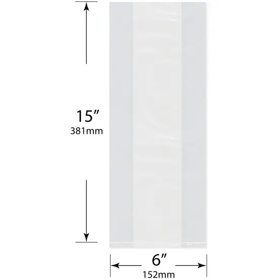 Plymor 6" x 3" x 15" (Pack of 100), 2 Mil Gusseted Plastic Bags {3}