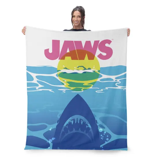 Universal Jaws Silk Touch Sherpa Throw Blanket CMYK Poster {2}