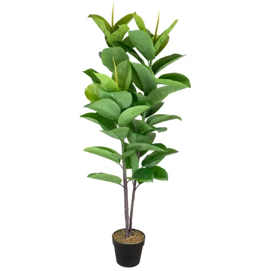 Northlight Artificial Potted Rubber Plant - 51" Green {3}