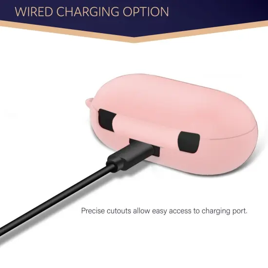 For Galaxy Buds+ / Buds Case, Protective Silicone Cover with Carabiner Keychain Compatible with Samsung Galaxy Buds+ Plus 2020 Buds 2019 Wireless Earbuds, Pink (4 Color Options) by Insten {4}