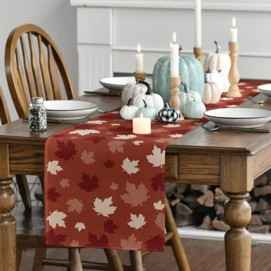 Maple Leaf 210 GSM Fall Table Runner, Seasonal Autumn Kitchen Dining Table-13x72 Inch {3}