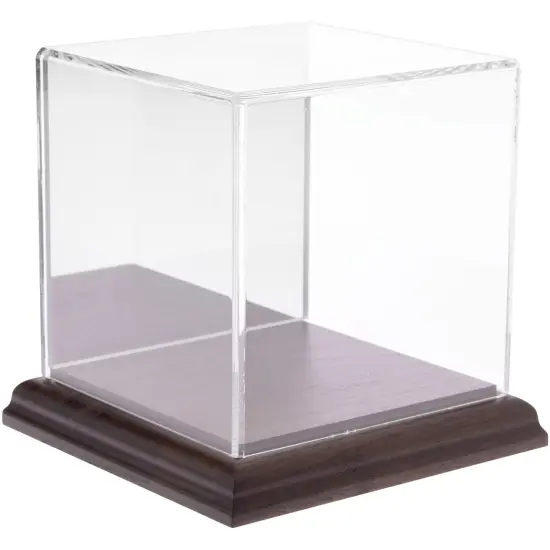Plymor Clear Acrylic Display Case, 4" x 4" x 4" Hardwood (Mirrored) {1}