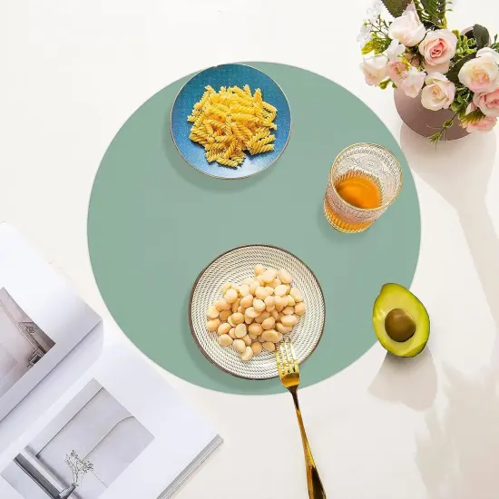 50 Pcs Sage Geen Disposable Paper Placemats Sage Round Paper Table Mats Green Paper Doilies Decorative Placemats Bulk Paper Charger for Wedding Banquet Party Dining Table Decor {4}