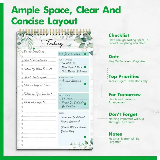 Daily Planner Notebook with 52 Tear-off Sheets - Green Plants {2}