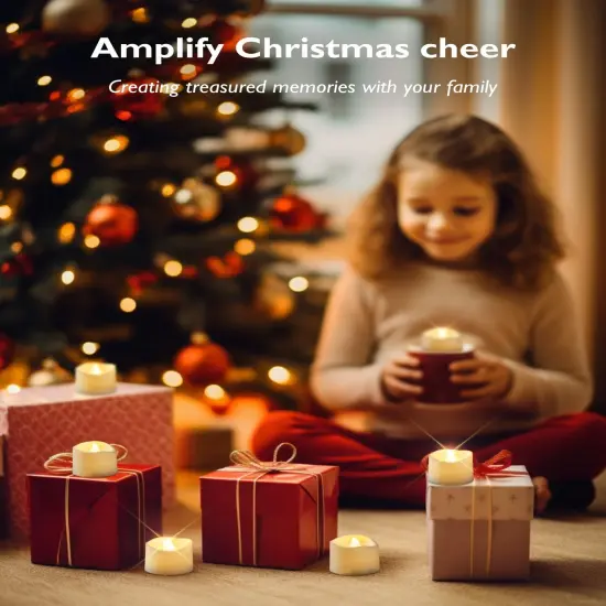 Homemory Timer Tea Lights Candles Battery Operated Candles with 6H Timer, Auto On Daily, Flameless LED Tealight Votive Candles for Table Centerpieces, Lantern, Holiday Decor, Built-in Timer, 12-Pack {2}