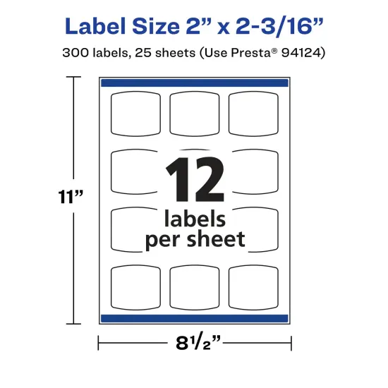 Avery Glossy Clear Arched Square Labels with Sure Feed, 2" x 2-3/16" {5}