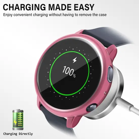 Insten 2-Pack Case Compatible with Samsung Active 2 40mm, Built in Screen Protector Soft TPU Bumper Cover, Full Around Coverage (Clear + Pink) {3}