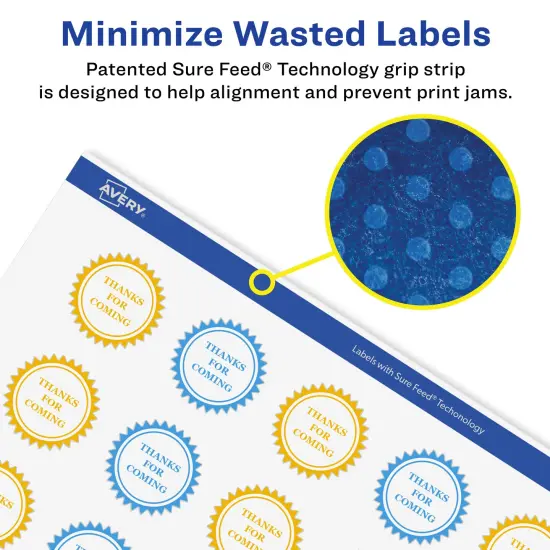 Avery Matte White Removable Starburst Labels with Sure Feed Technology, Print-to-the-Edge, 1" {4}